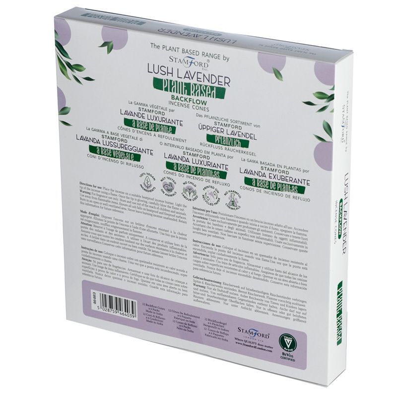 Plant Based Backflow Incense Cones with Lush Lavender Aroma