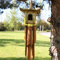 Square Seagrass Bird Box with Chimes for Charming Outdoor Decor