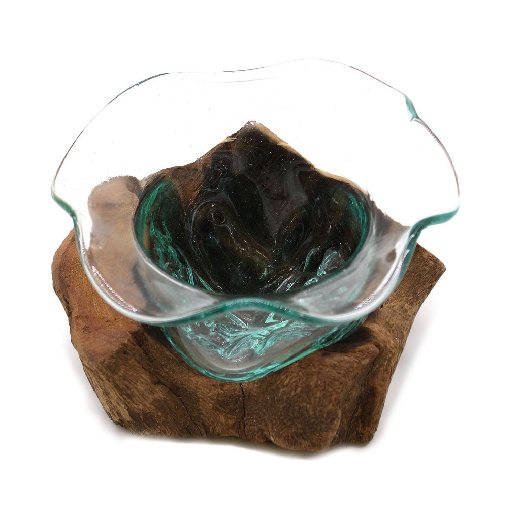 Molton Glass Fancy Sweet Bowl on Wood for Stylish Home Decor