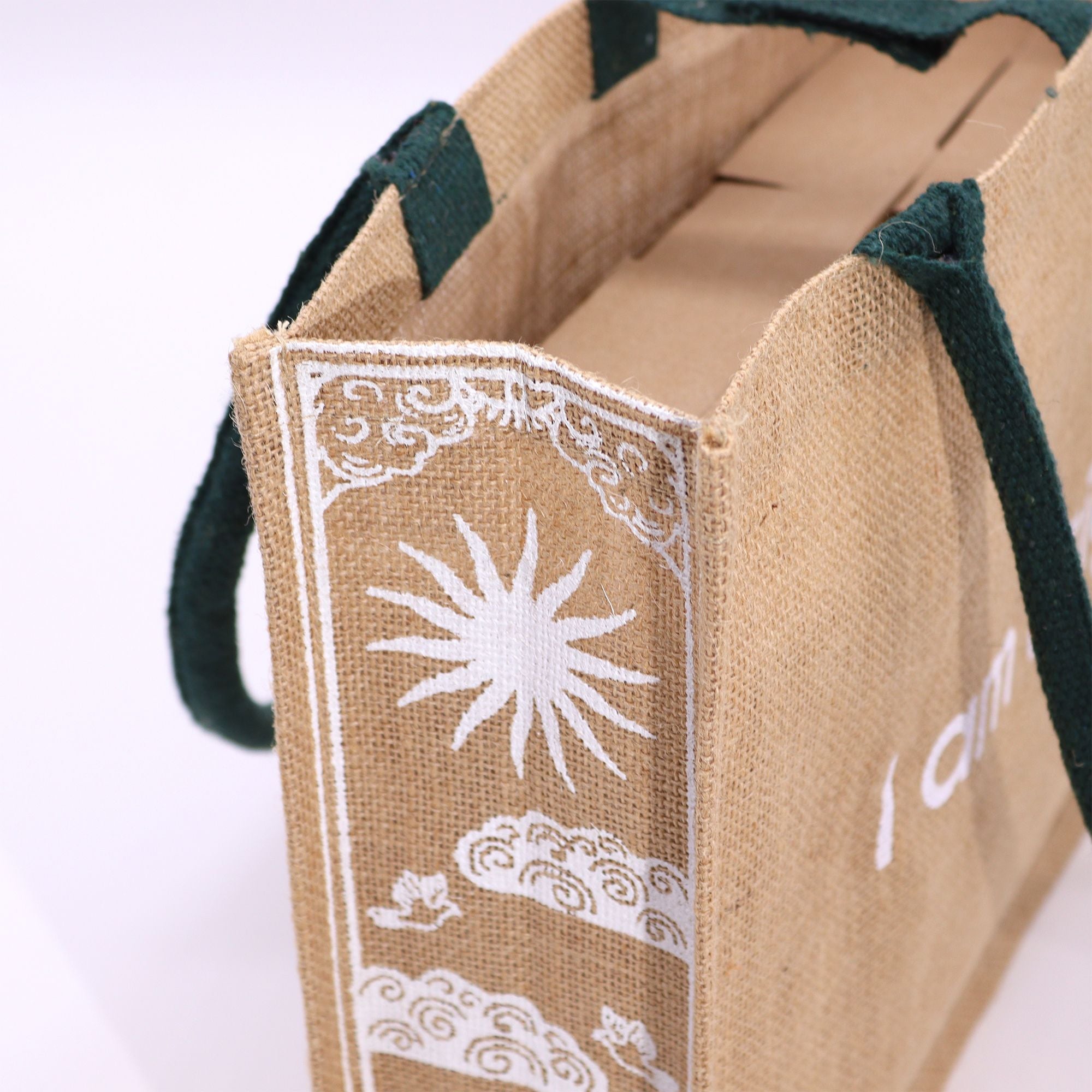 Hop Hare Jute Big Bag with I Am Bright Sun Design for Daily Use