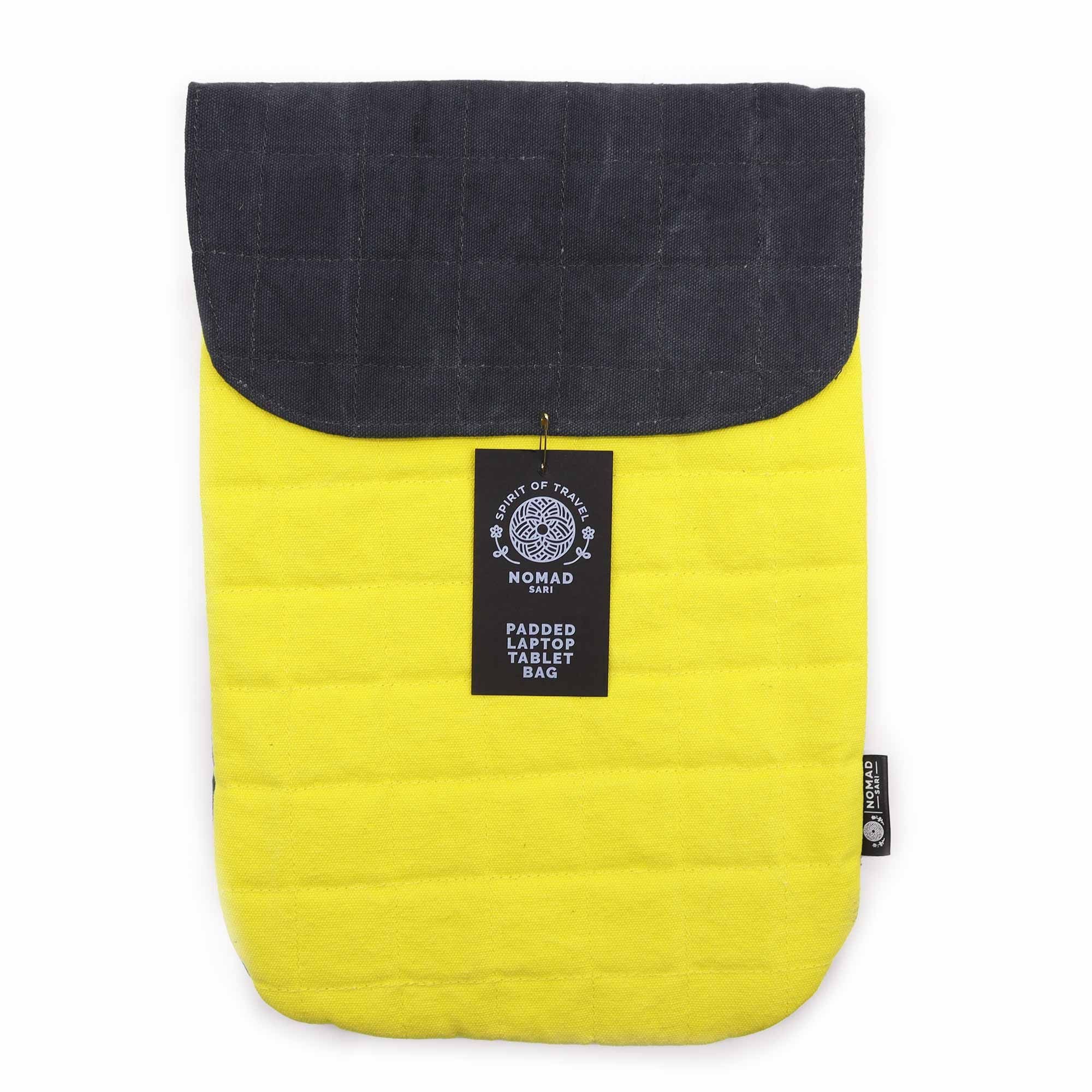 13 Inch Laptop Padded Pouch in Crazy Yellow with Magnetic Closure