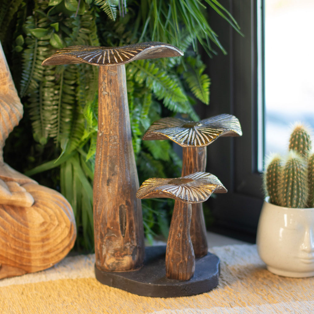 Large Golden Mushroom Art 32cm Unique Decorative Sculpture