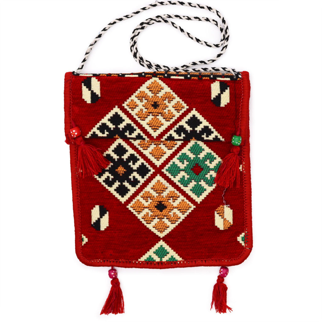 Red Kilim Messenger Festival Bag for Stylish Summer Outings