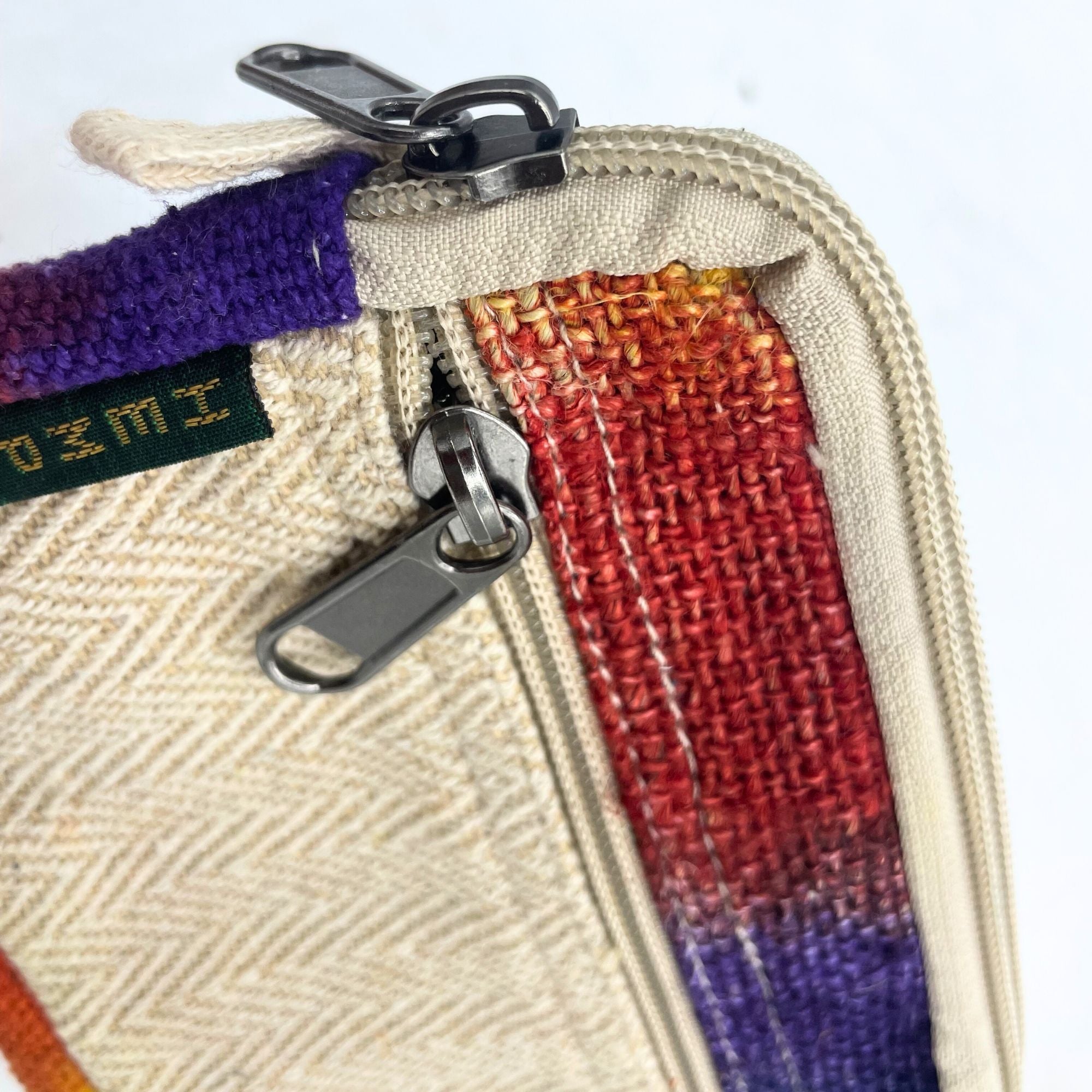 Tiedye Hemp Square Pouch with Zipper Closure for Versatile Use