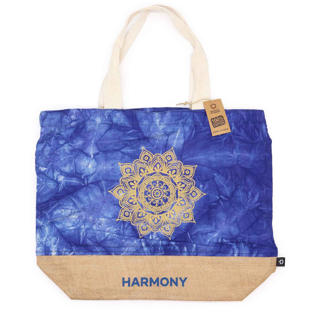 All Natural Bag in Blue Stonewash with Mandala Harmony Design