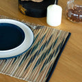 Water Hyacinth Natural Placemat with Blue Waves Design for Dining