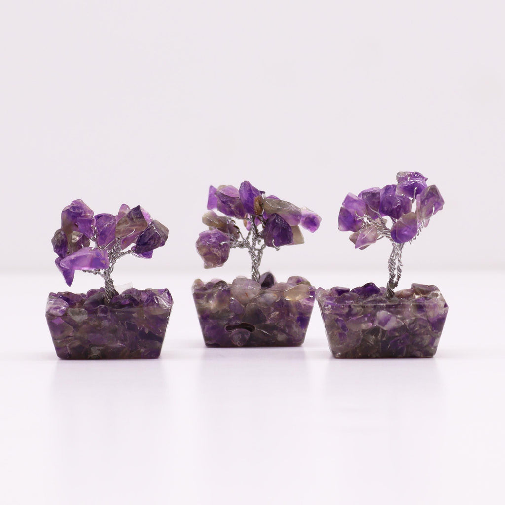 Mini Gemstone Tree on Orgonite Base with 15 Amethyst Stones