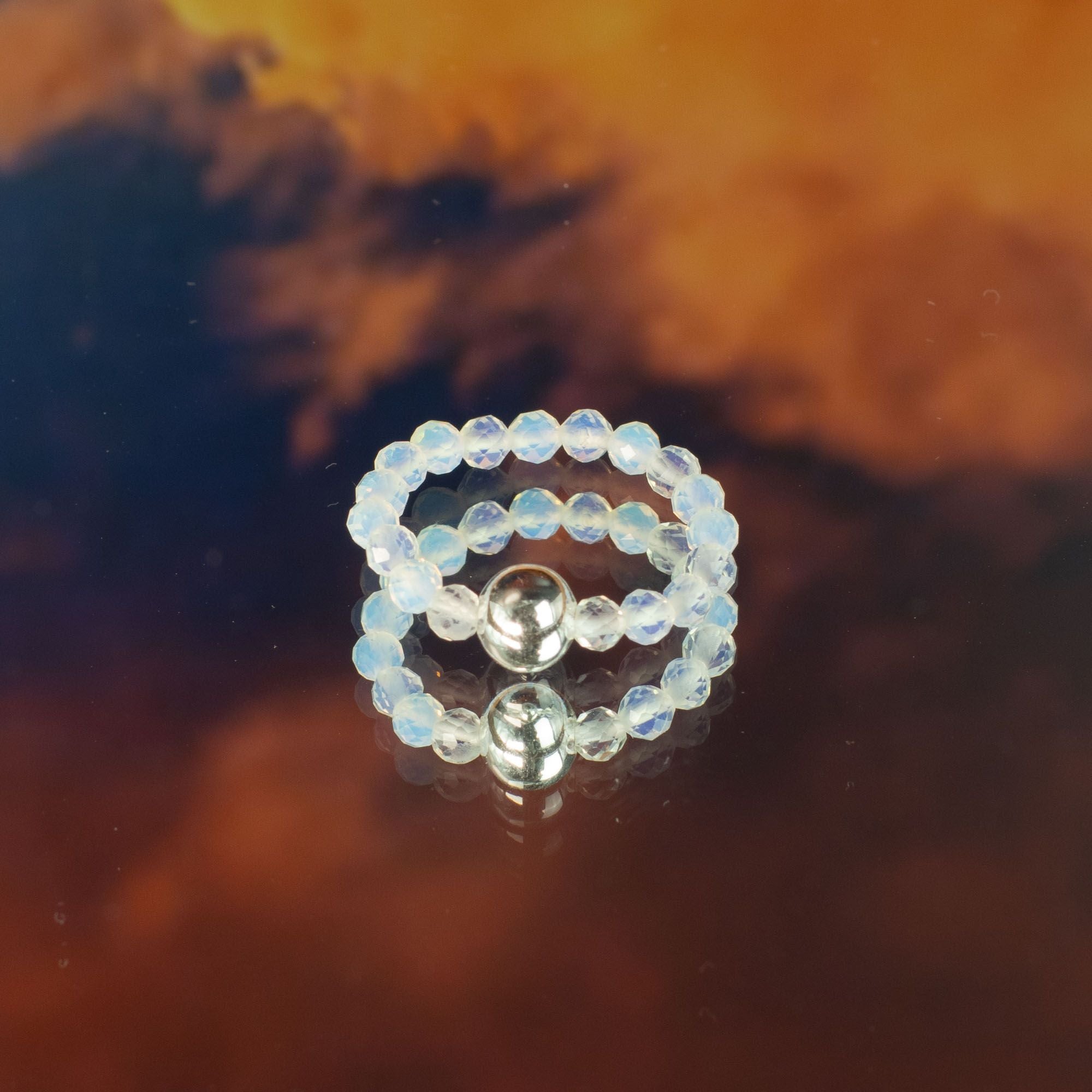 Nymph Spirit Gemstone Ring Set Blood Moon for Elegant Style