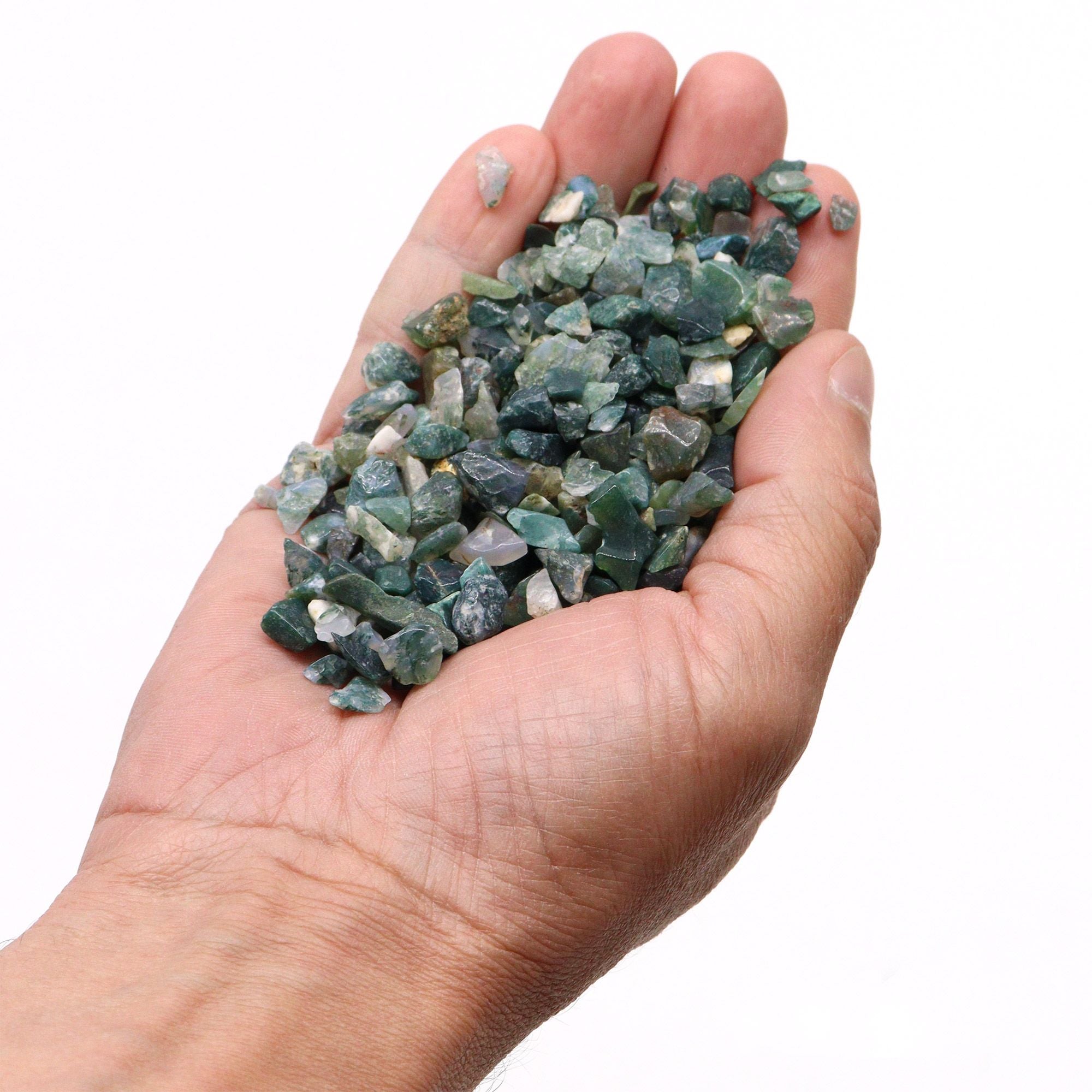 Moss Agate Gemstone Chips Bulk 1KG for Crafting and Home Decor