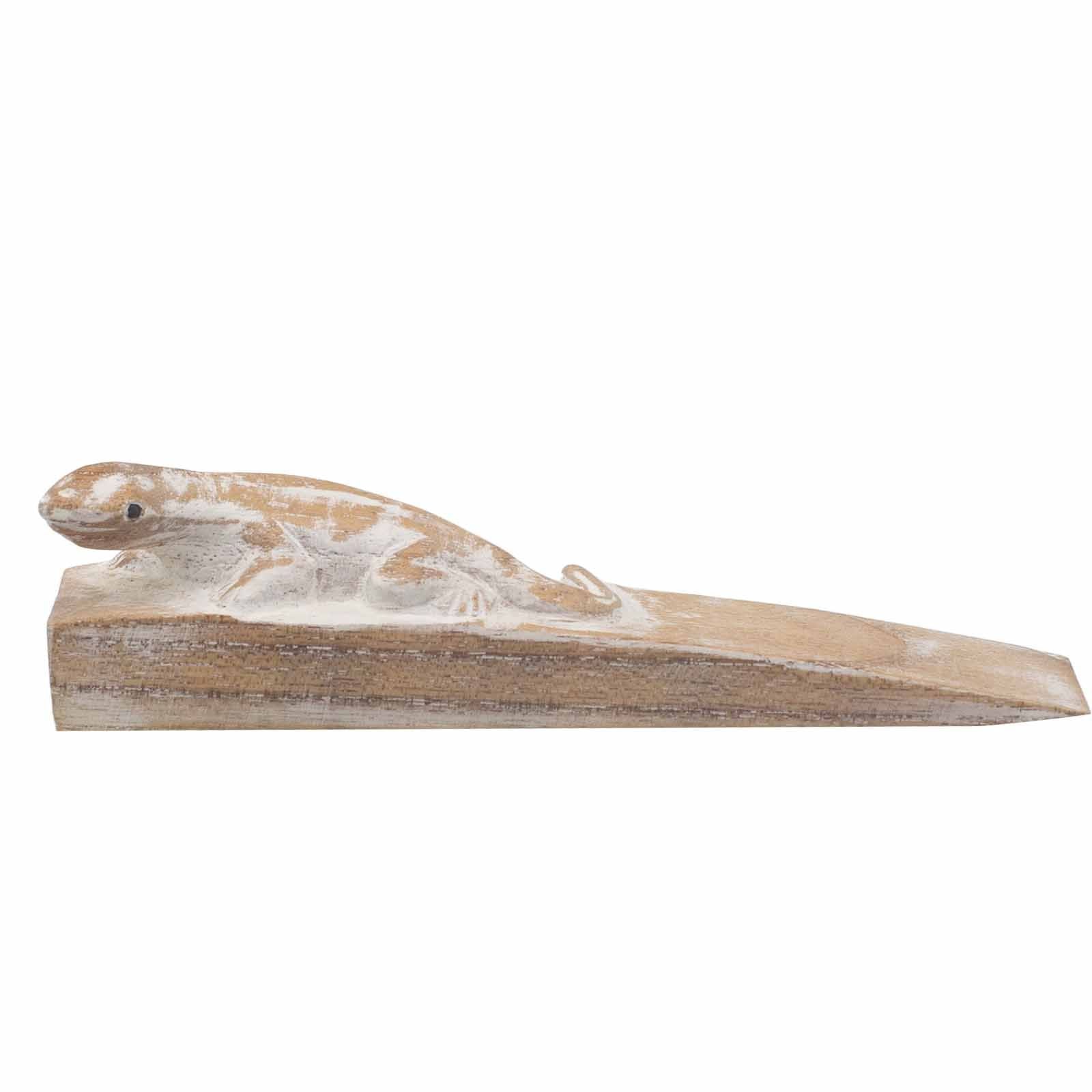 Hand Carved Gecko Doorstop Unique Decorative Home Accessory Piece