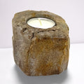 Petrified Wood Candle Holder Single Low for Unique Home Decor