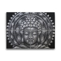 Set of 4 Grey Buddha Mandala Brocade Detail Paintings 30x40cm