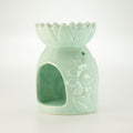 Ceramic Sunflower Oil Burner in Pastel Green for Home Fragrance