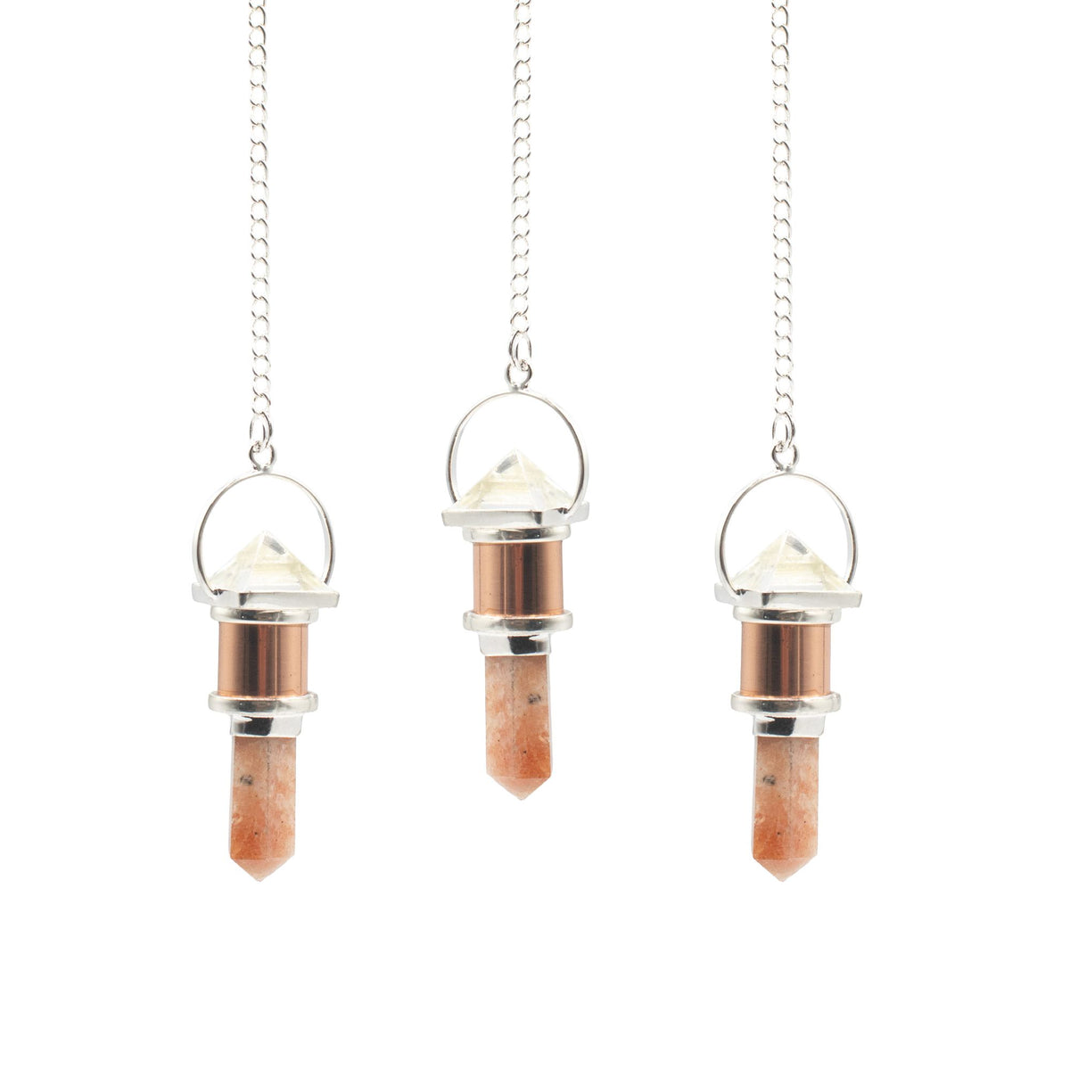 The Moon Chamber- Combo Piece Copper Pendulum -  Clear Quartz & Sunstone