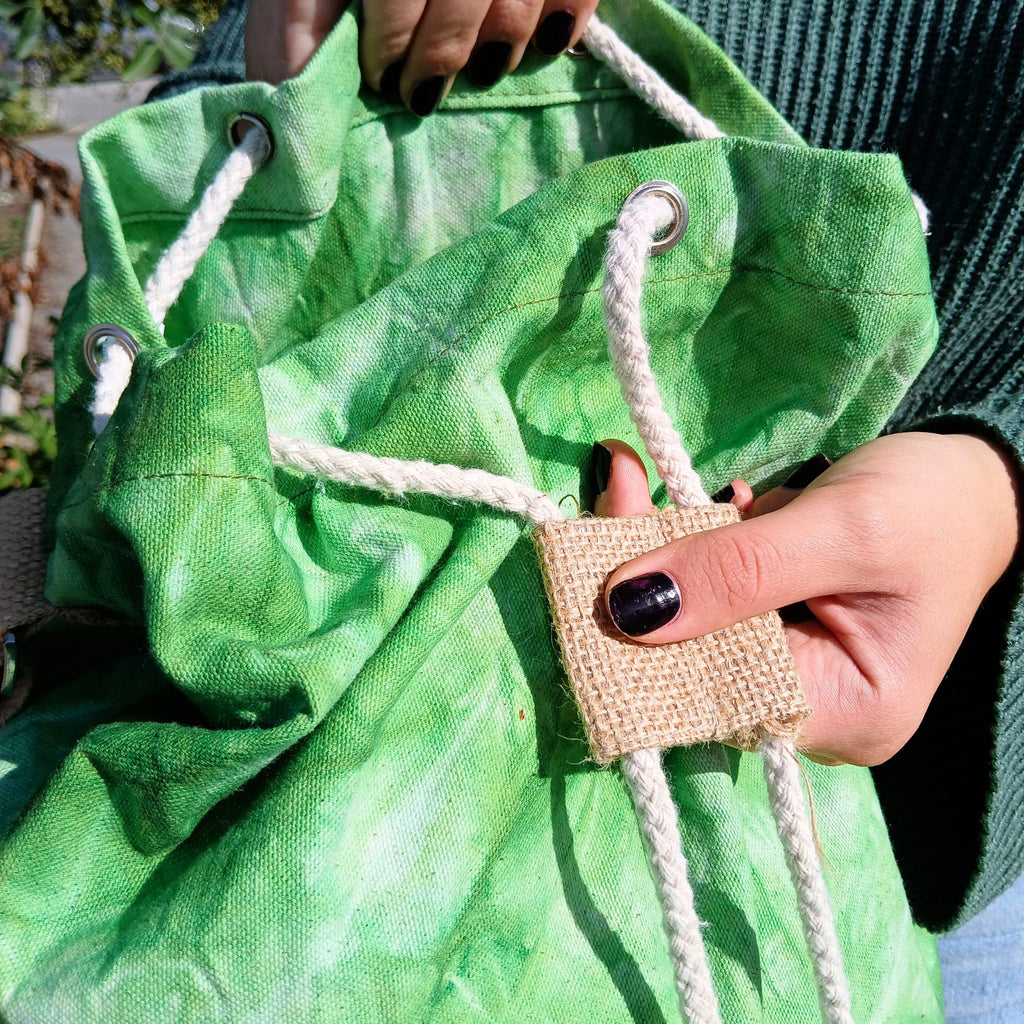 All Natural Backpack Green Stonewash with Tree of Life Design