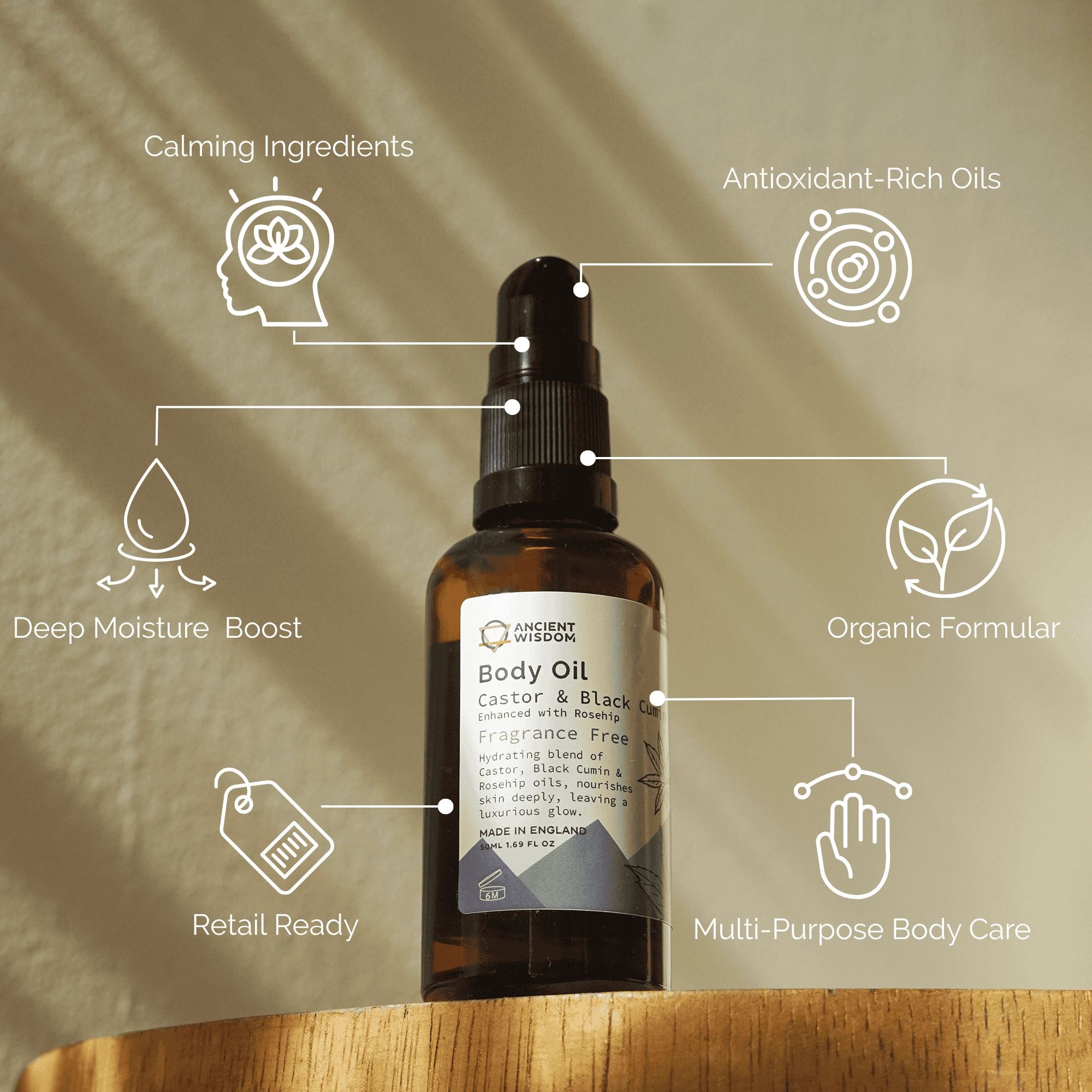 Organic Body Oil 50ml Rosehip Unfragranced for Sensitive Skin