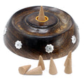 Mango Wood Cone & Stick Burner with Unique Designs for Incense