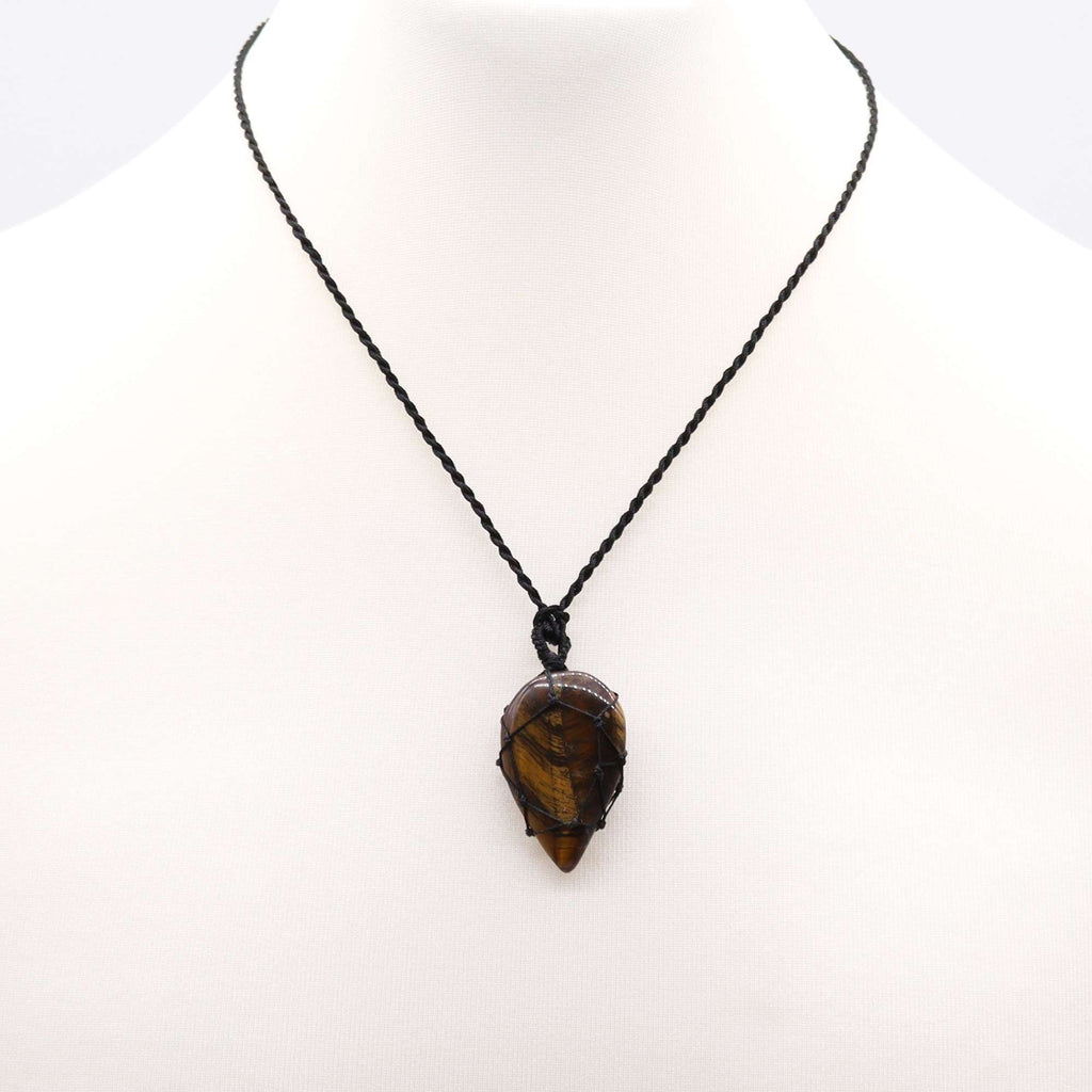 Laced Gemstone Teardrop Pendant with Stunning Tigereye Design