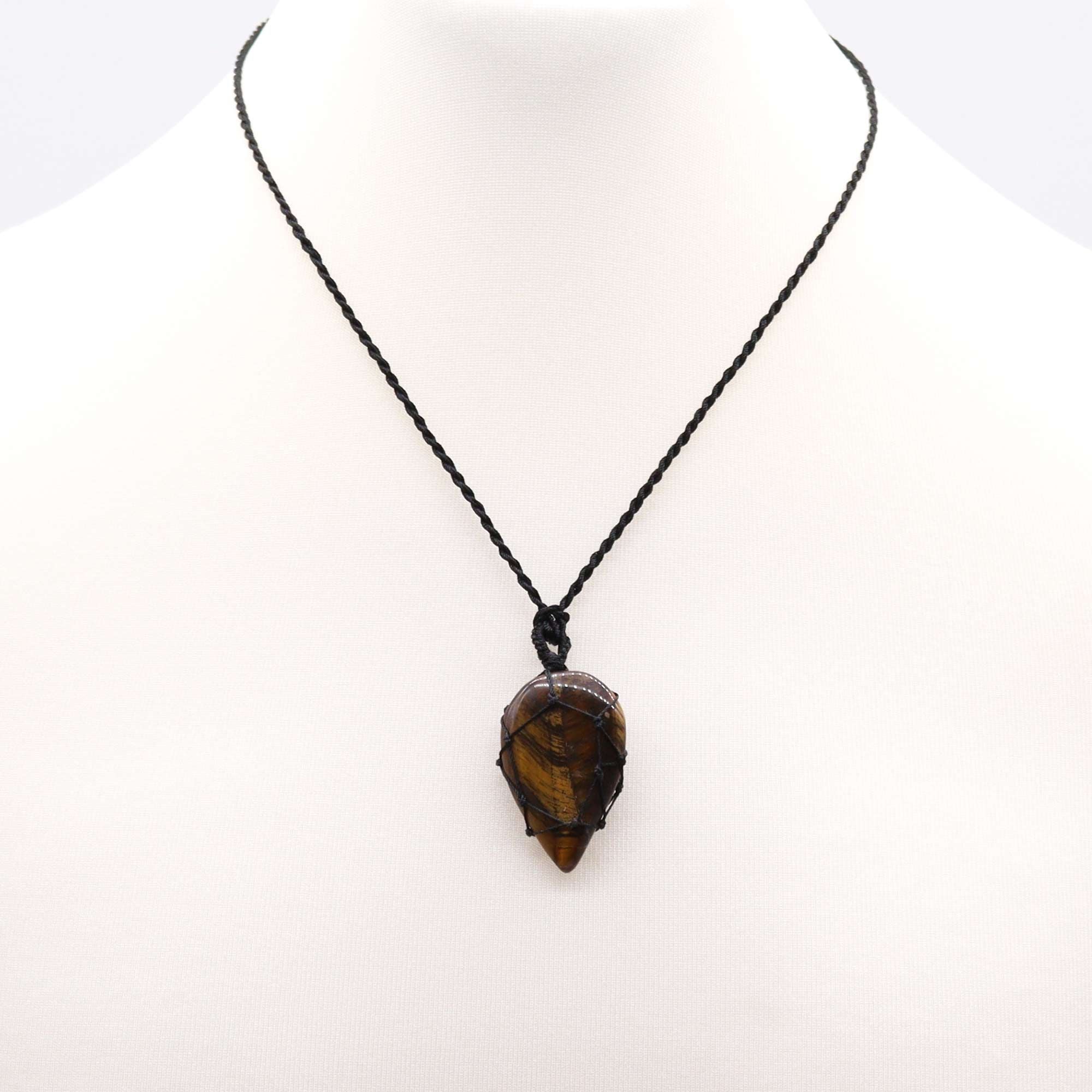 Laced Gemstone Teardrop Pendant with Stunning Tigereye Design
