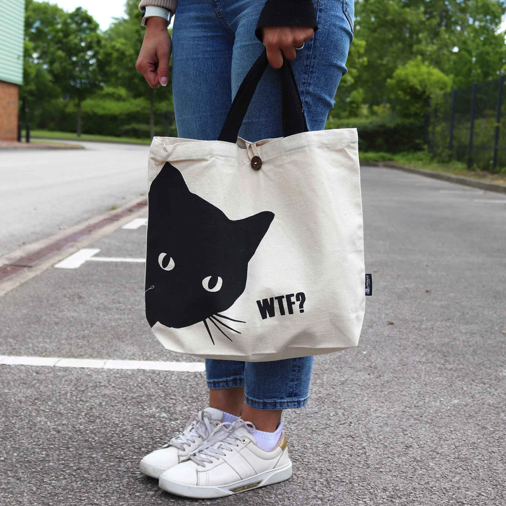 Iconic Classic Tote Bag with Black Cat Design for Daily Use