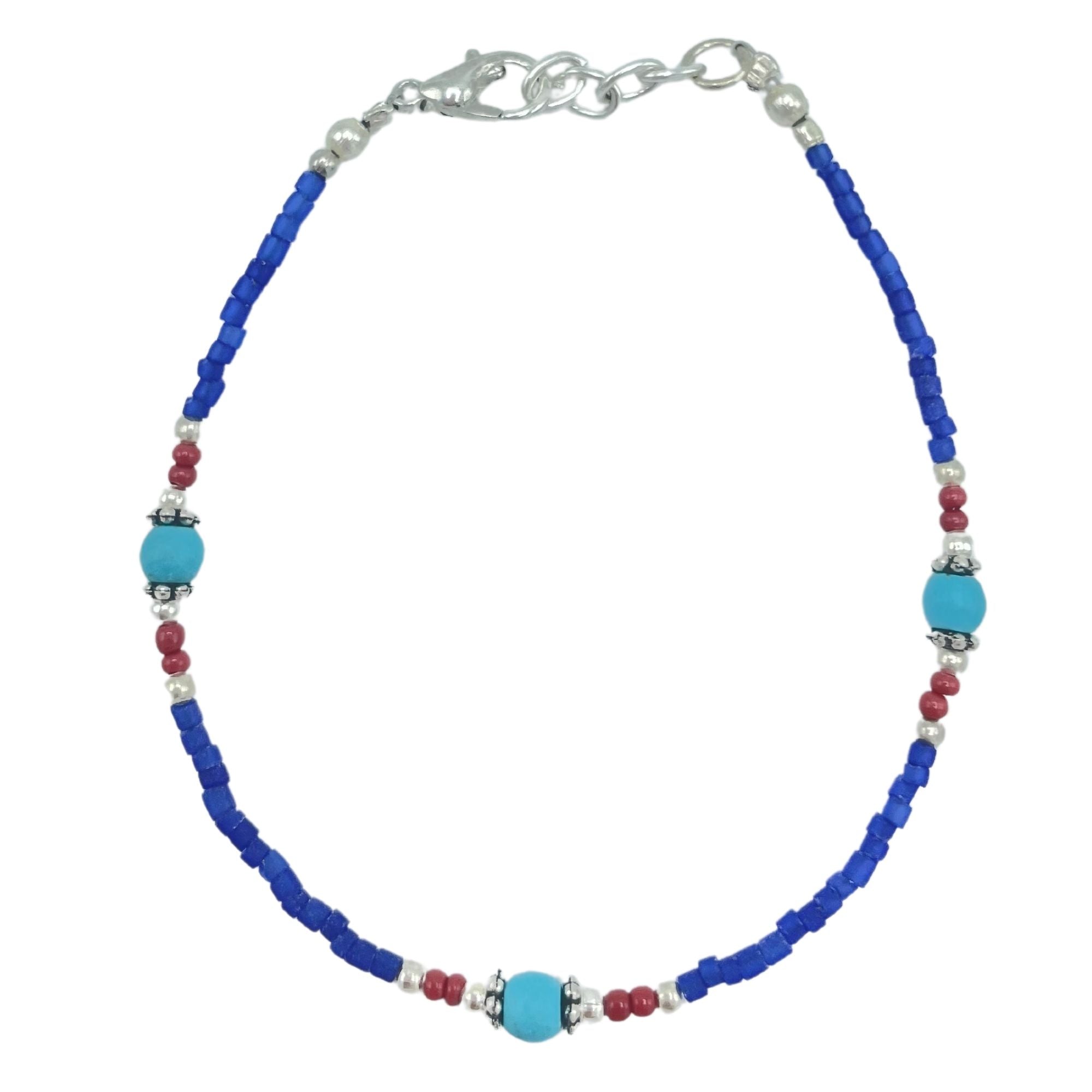 Nepalese Extra Fine Gem Bracelet with Striking Blue Onyx Stones