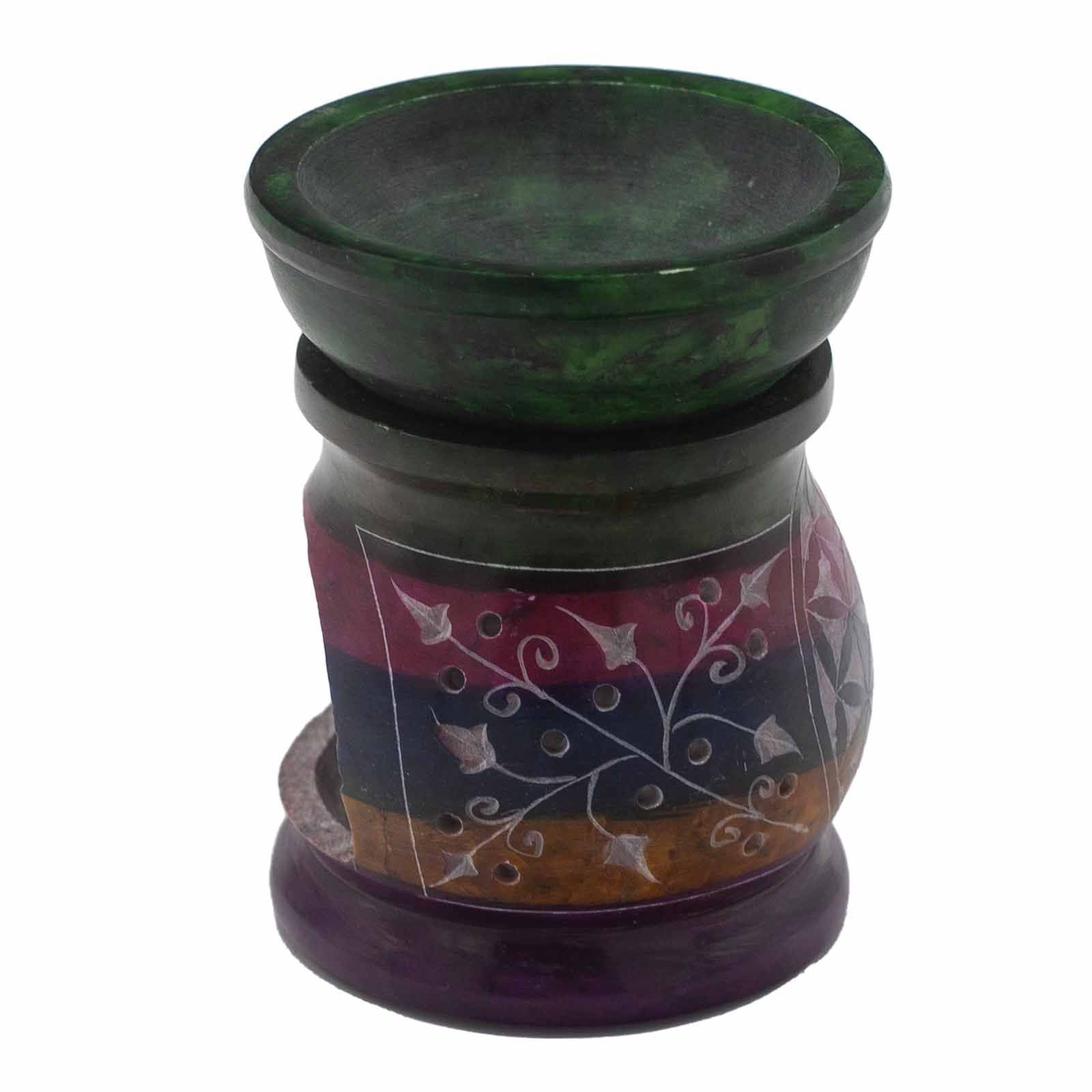Soapstone Oil Burner 10cm with Flower of Life in Five Colours