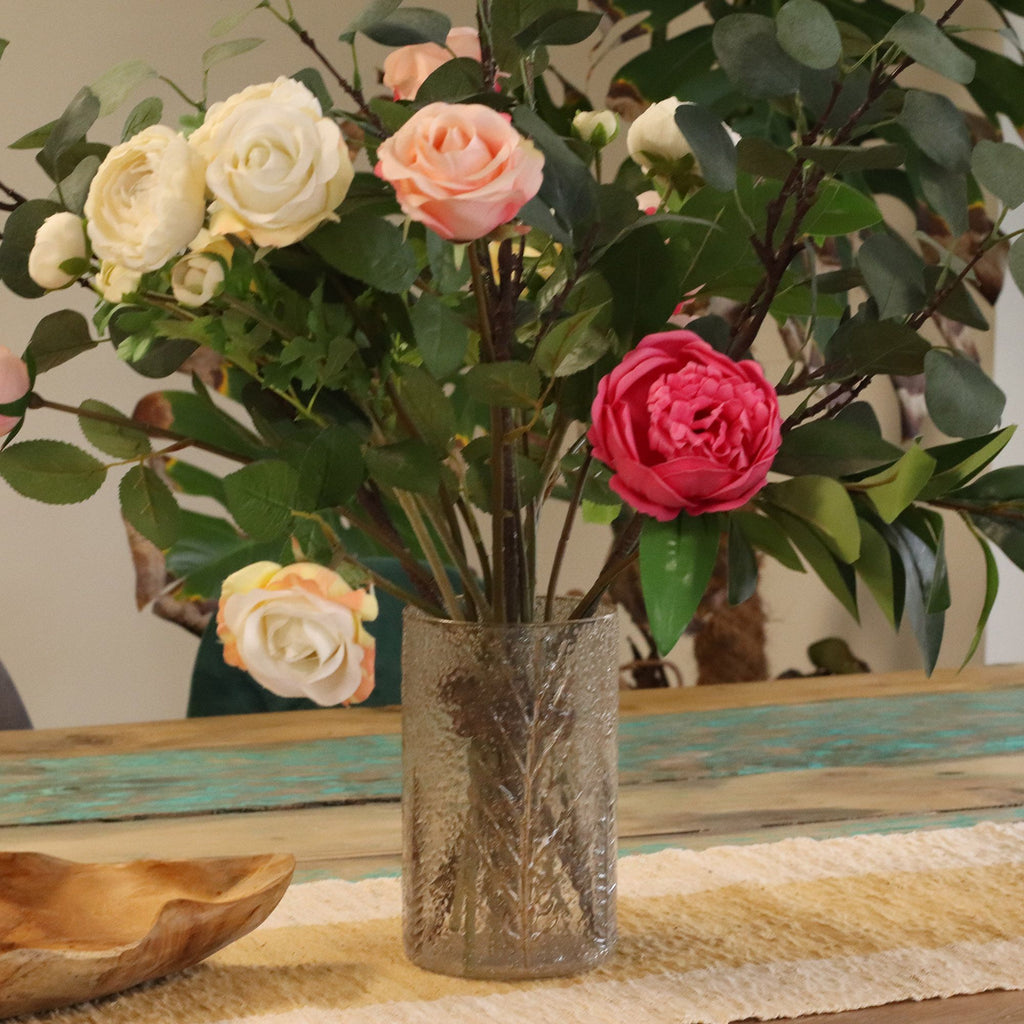 Natural Floral Glass Tall Vase Candle Holder Pino for Home Decor