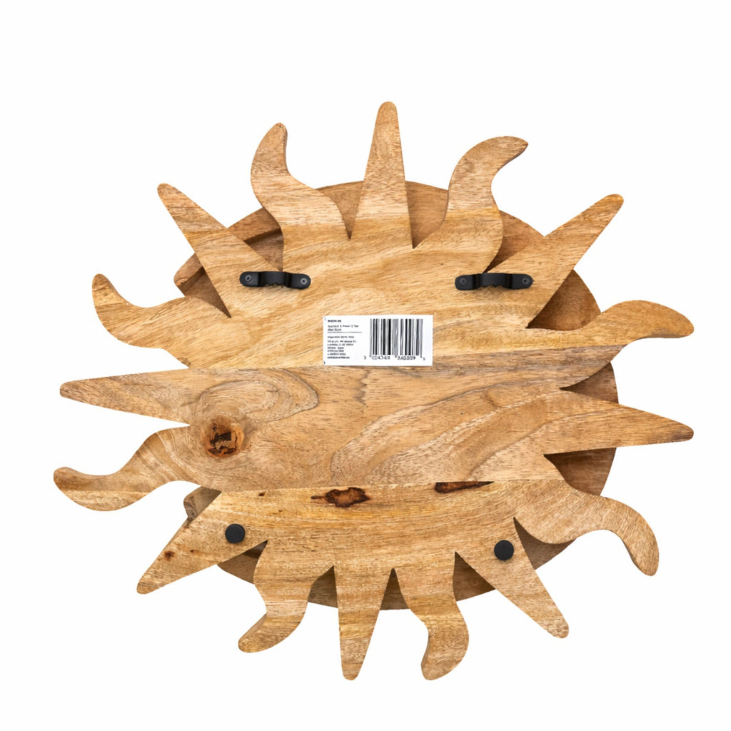 Sunrays & Moon 3 Tier Wall Shelf for Celestial Home Decor