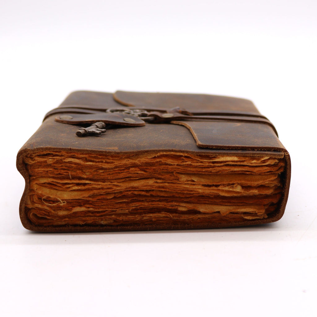 Oiled Leather Journal with Key and 200 Deckle Edged Pages