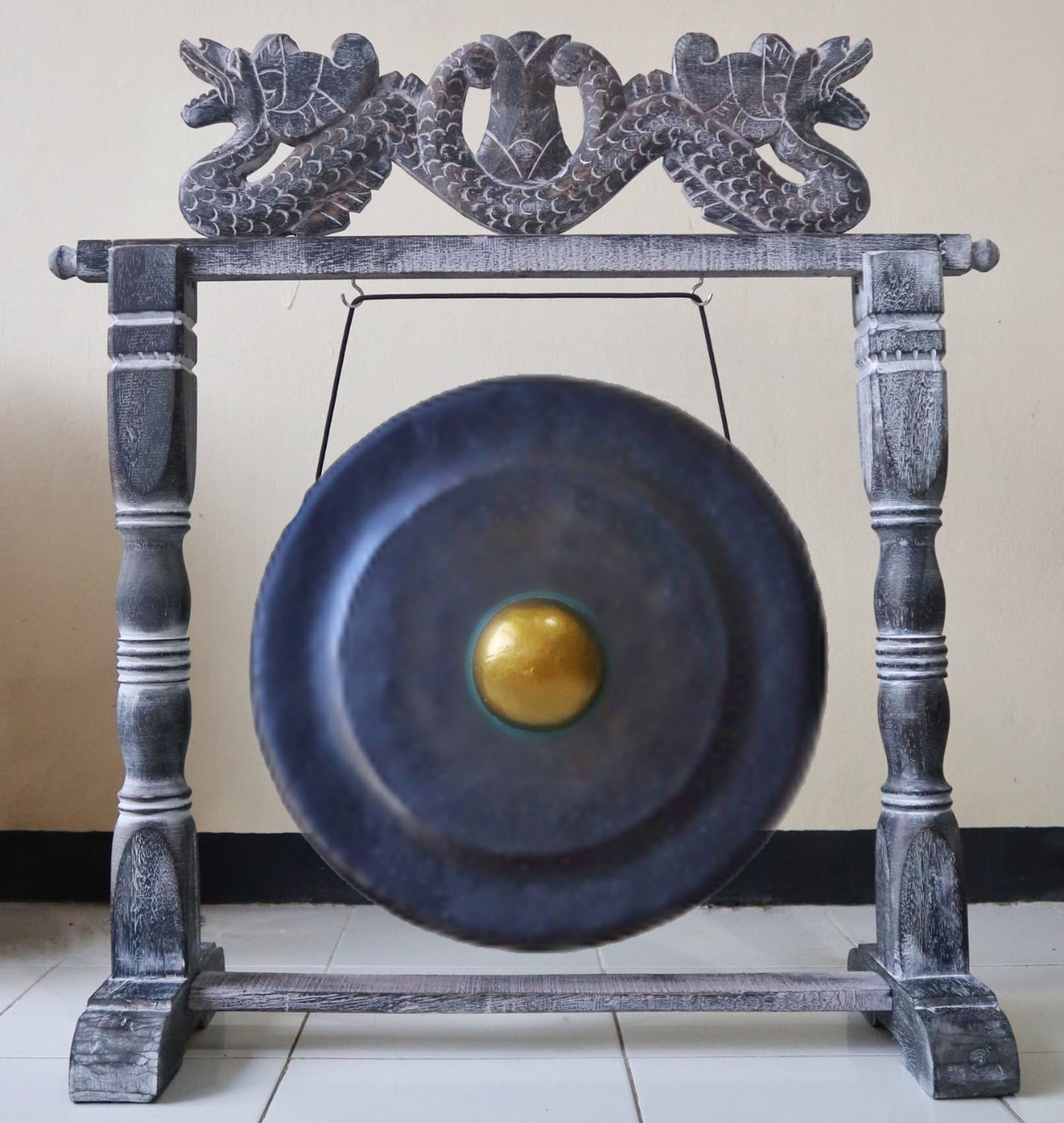 Large Brown Antique Stand Gong 80cm Decorative Healing Instrument