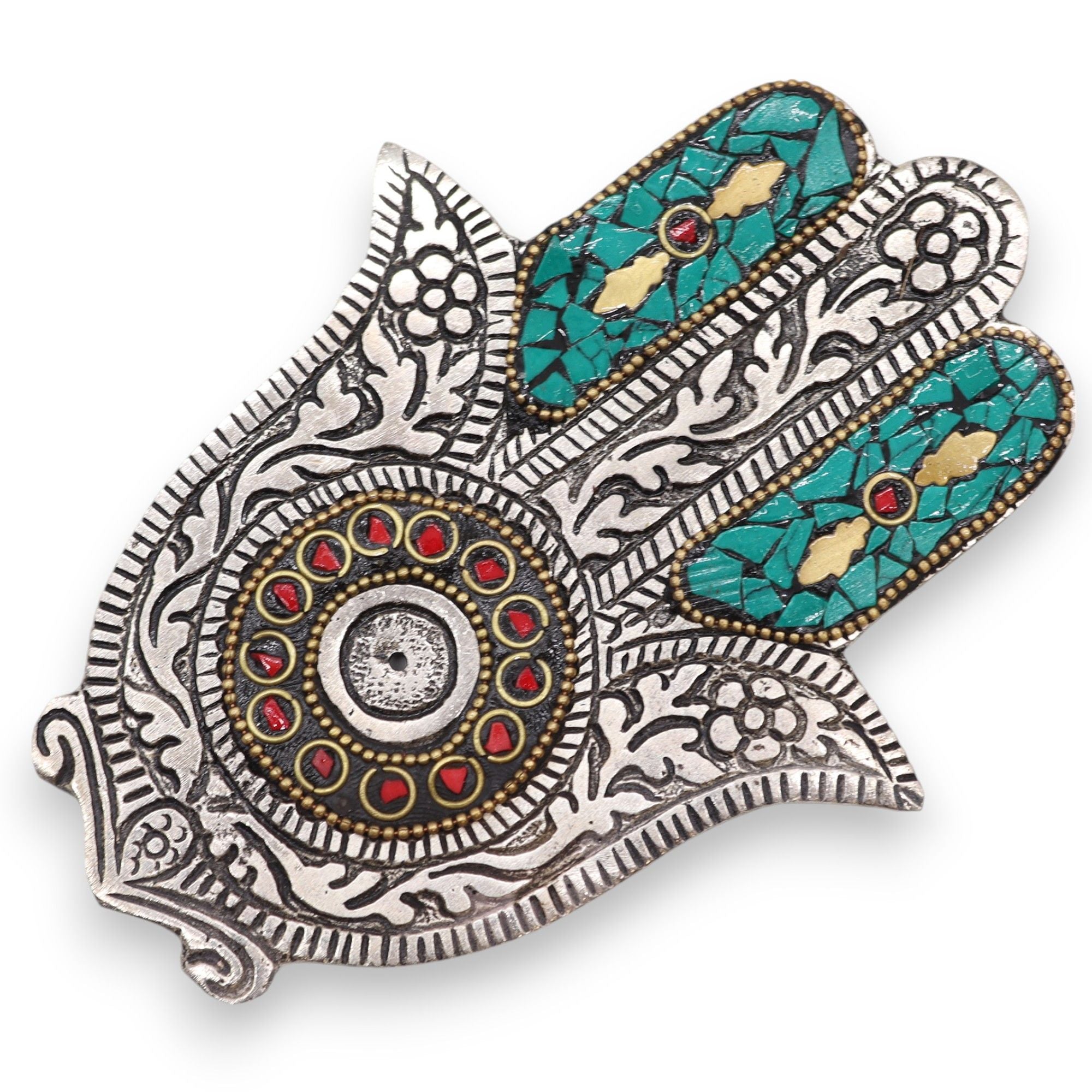 Green Small Hamsa Incense Holder with Iconic Design for Decor