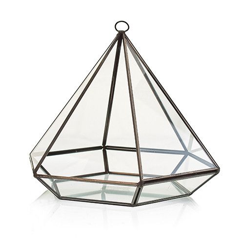 Large Diamond Glass Terrarium for Stylish Home Decor and Plants