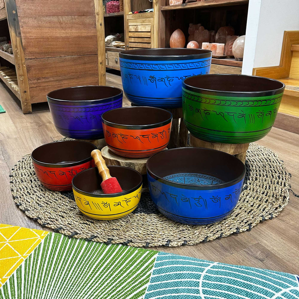 Large Chakra Set of Seven Singing Bowls for Home and Decor