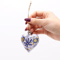 Large Decor Wood Heart in Blue Floral Design for Home Decoration
