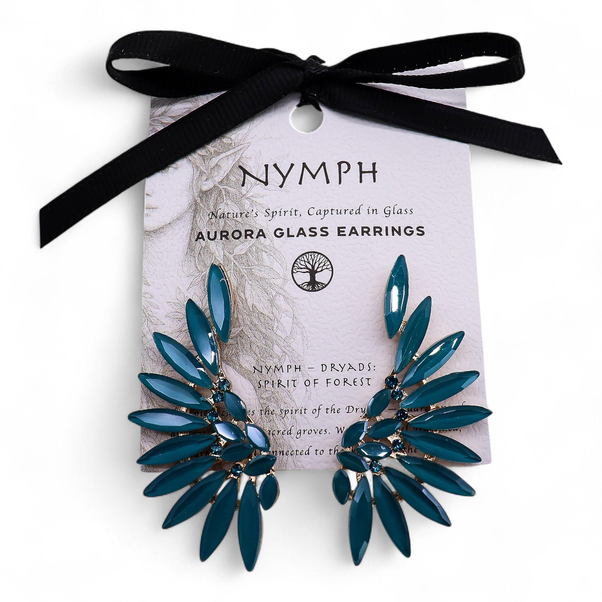 Teal Green Vintage Glass Angel Wings Earrings for Elegant Style