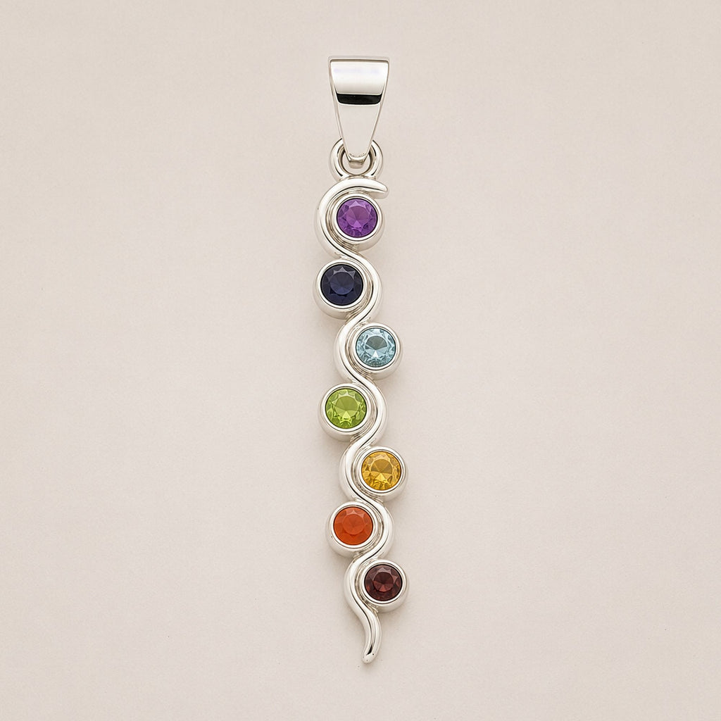 Indian Devotional Pendant Silver Plated with Snake Chakra Design