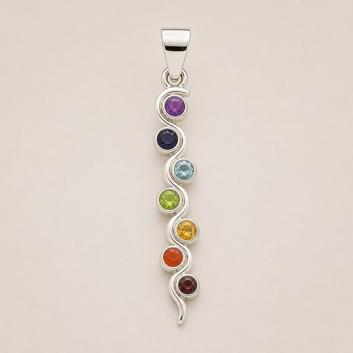Indian Devotional Pendant - Silver Plated (45cm Cord)- Snake Chakra