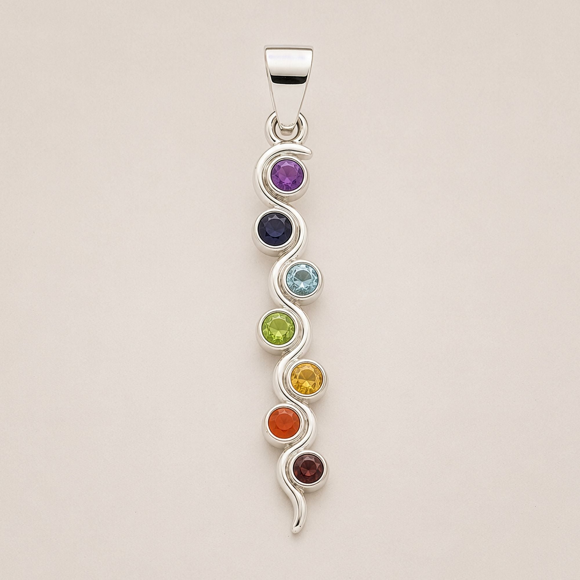 Indian Devotional Pendant - Silver Plated (45cm Cord)- Snake Chakra