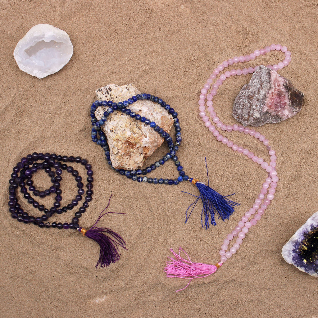 108 Bead Mala with Rose Quartz for Chanting and Meditation