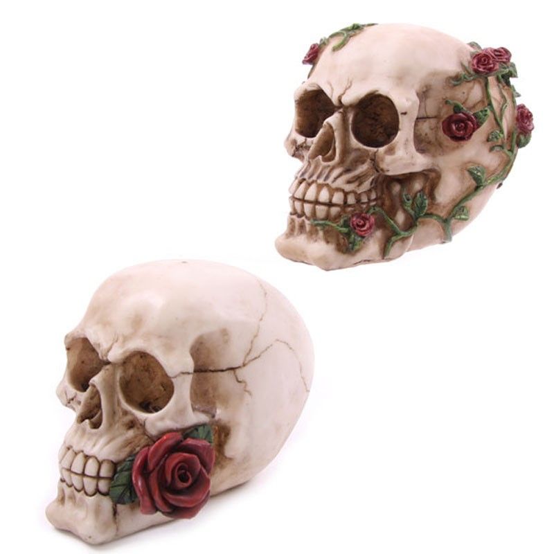 Skull with Roses Random Design Gothic Ornament for Halloween