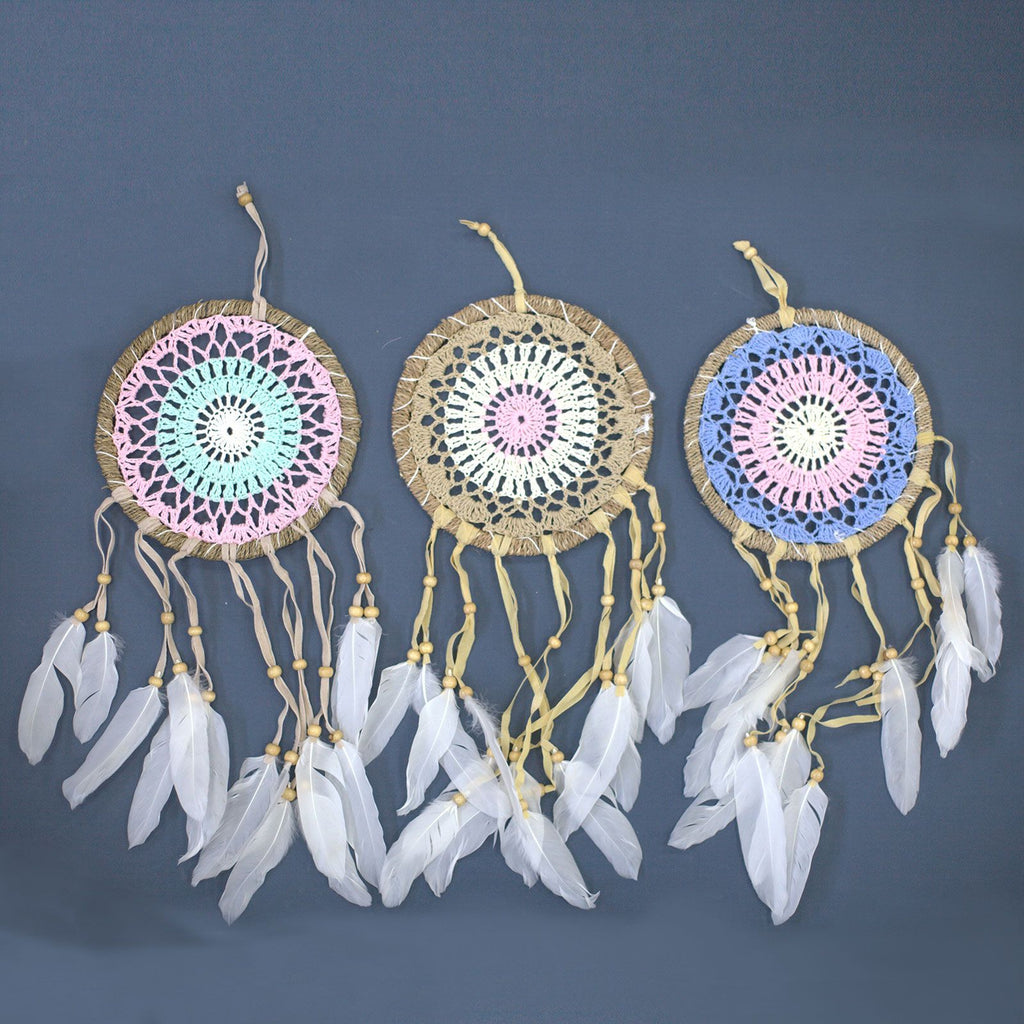 Pastel Pink Macramé Dream Catcher 16cm for Charming Decor
