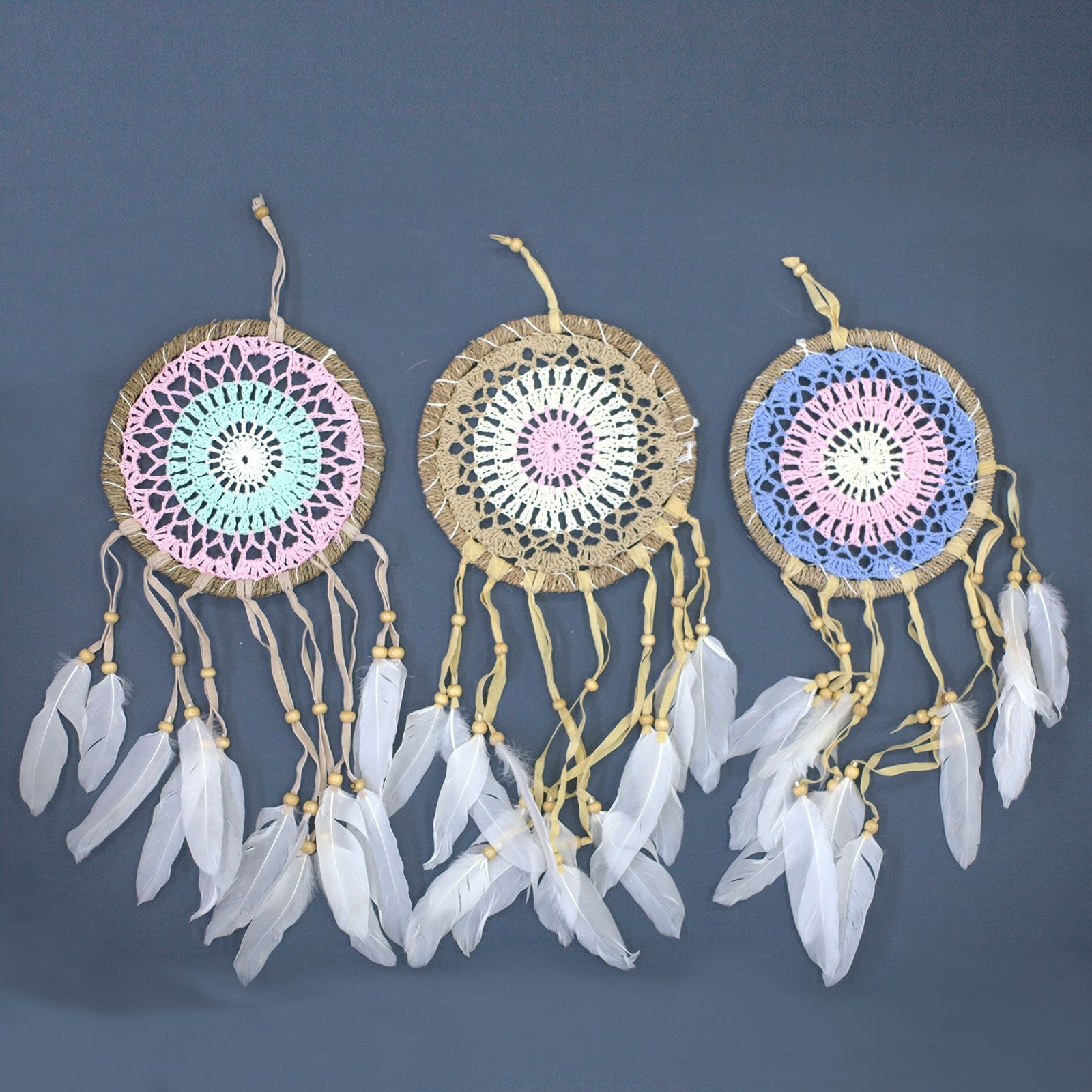 Pastel Pink Macramé Dream Catcher 16cm for Charming Decor