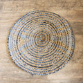Round Jute and Recycled Denim Rug 90 cm for Stylish Home Decor