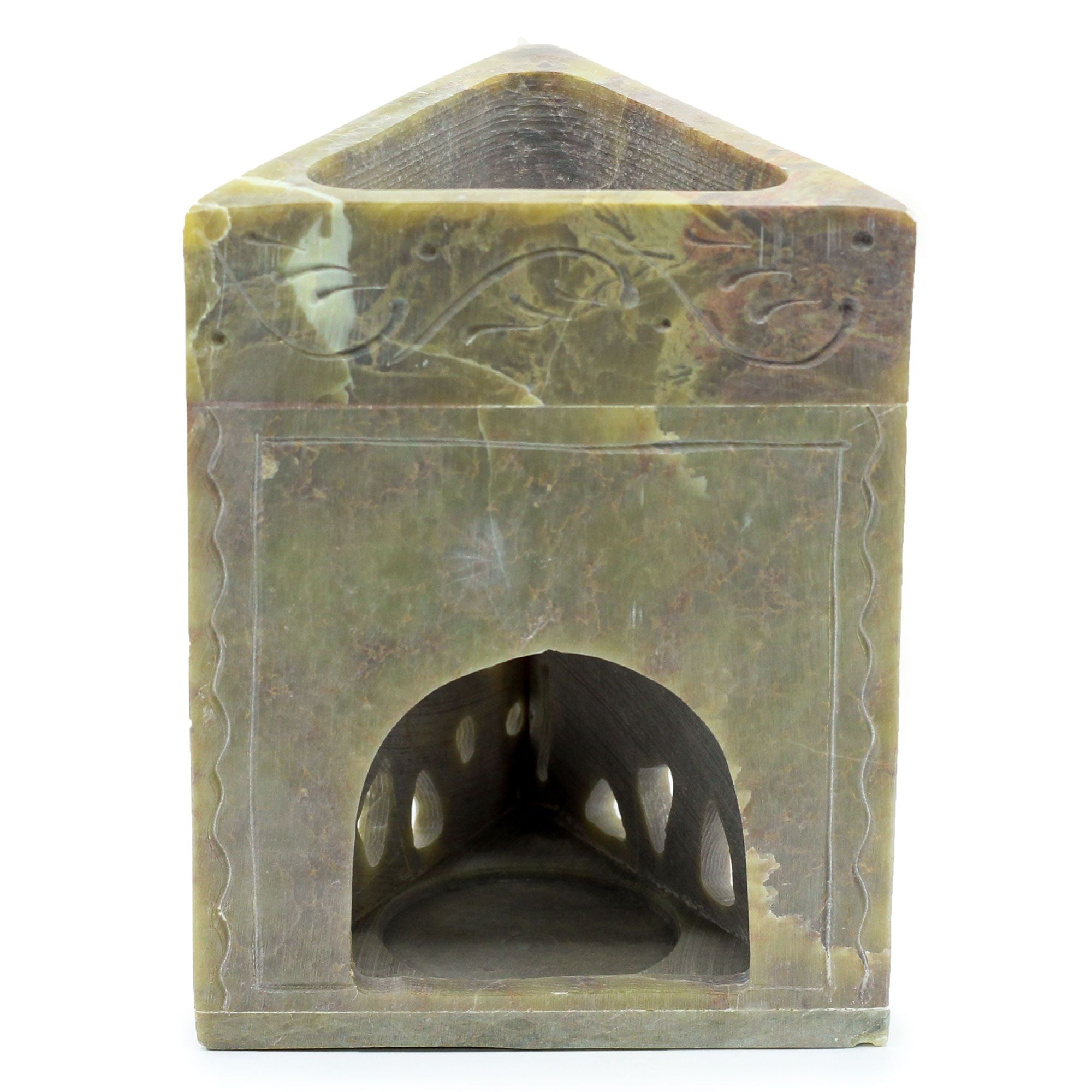 Triangle Soapstone Oil Burner with Elephant Design for Aromatherapy