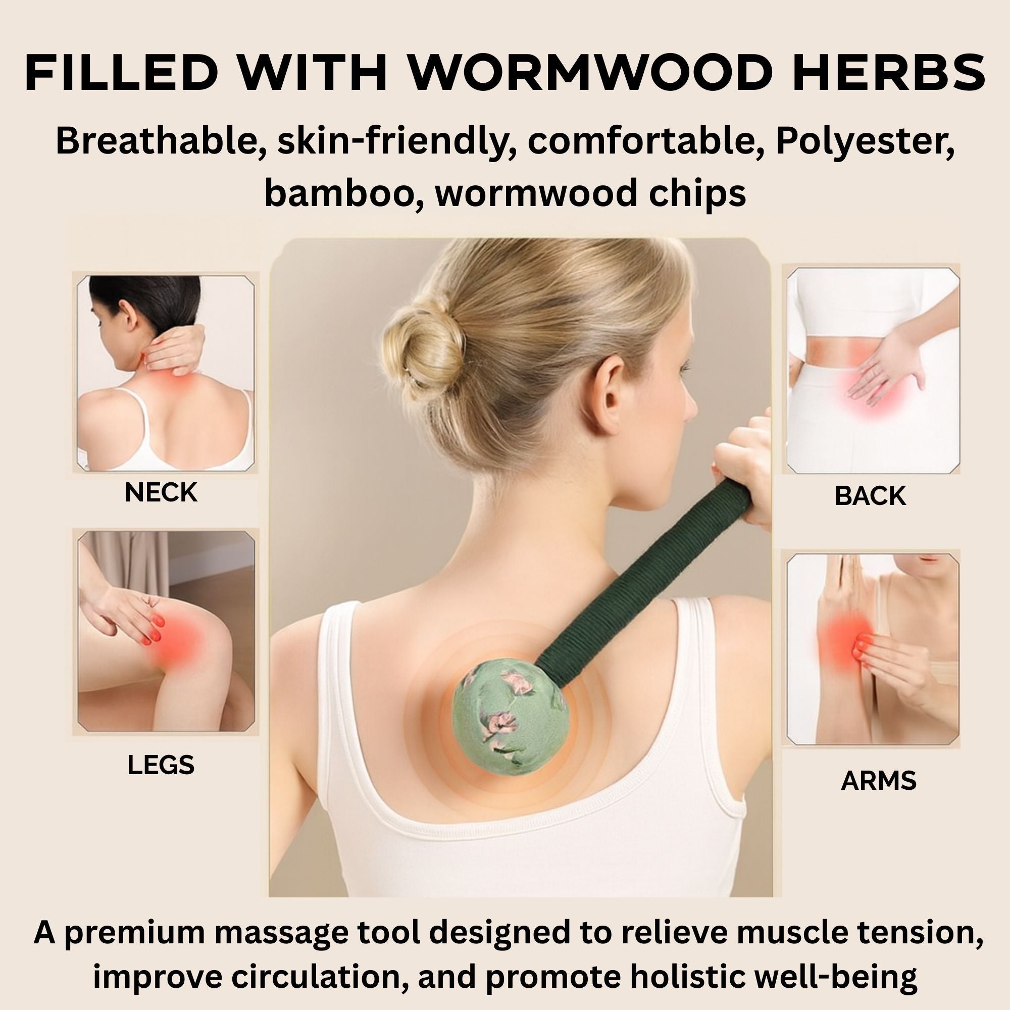 Green Wormwood Massage Hammer for Relaxation and Comfort Therapy