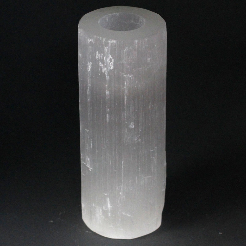Selenite Cylinder Candle Holder 20 cm for Stylish Home Decor