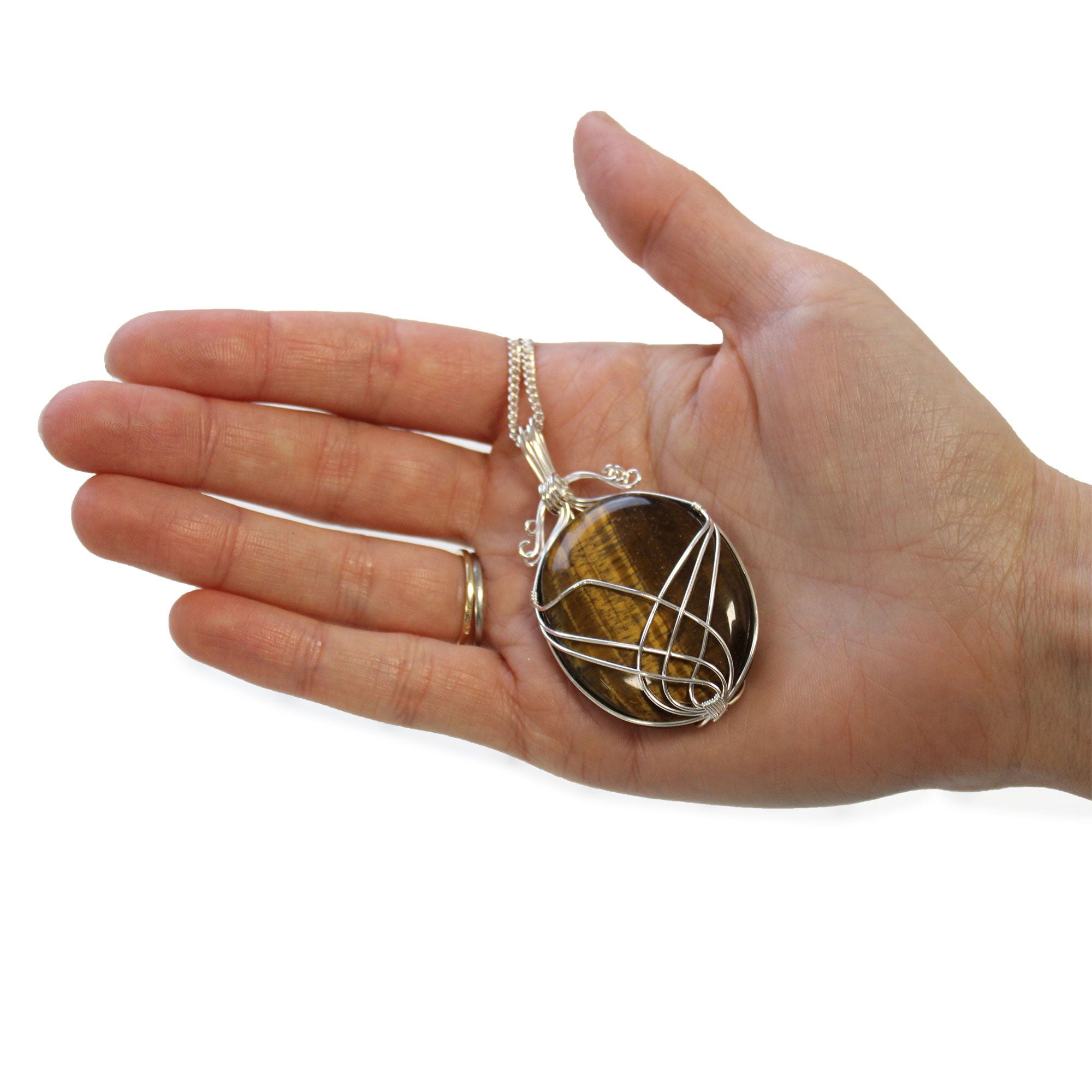 Swirl Wrapped Gemstone Necklace with Tiger Eye Design