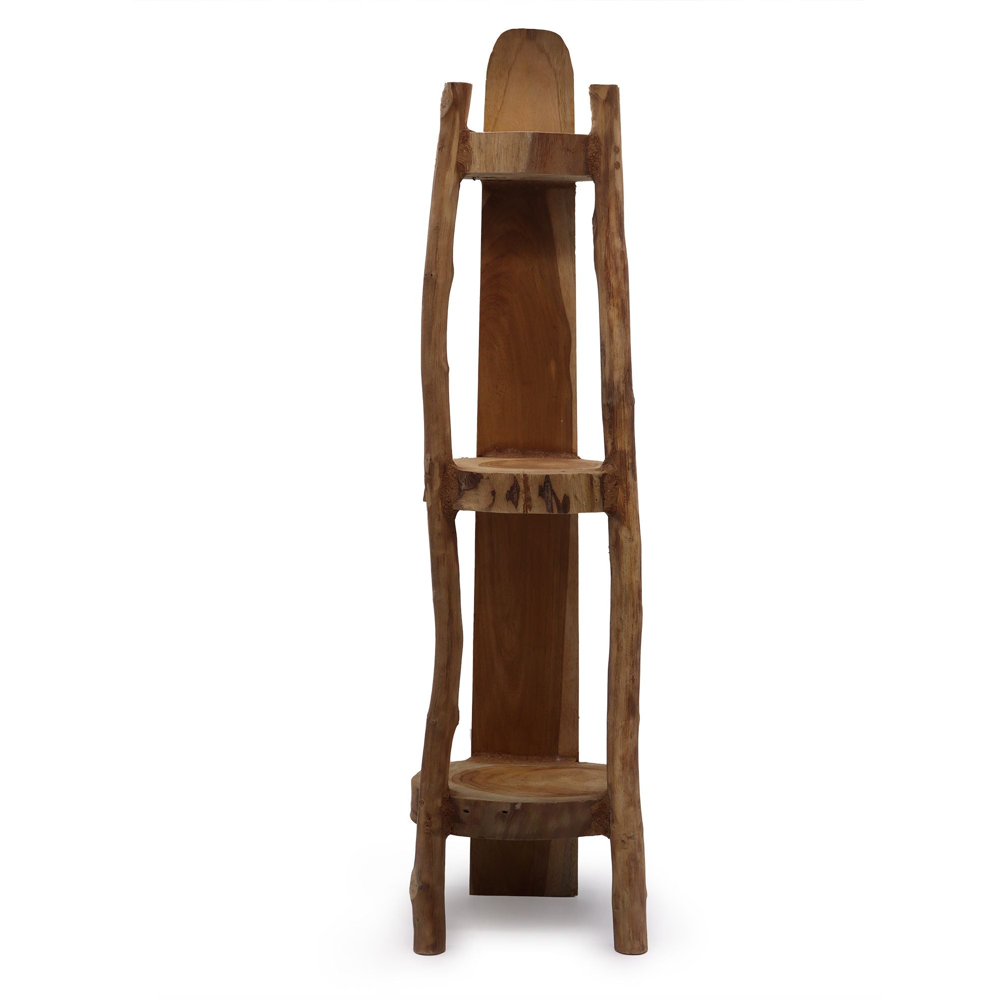 Natural Teak Corner Unit with 3 Shelves for Stylish Display