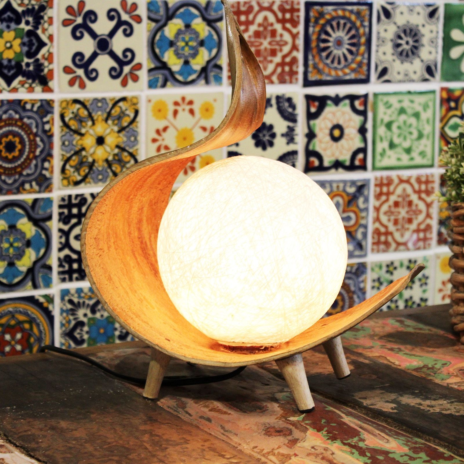 Natural Coconut Lamp in Chocolate Twist for Home Decor Style