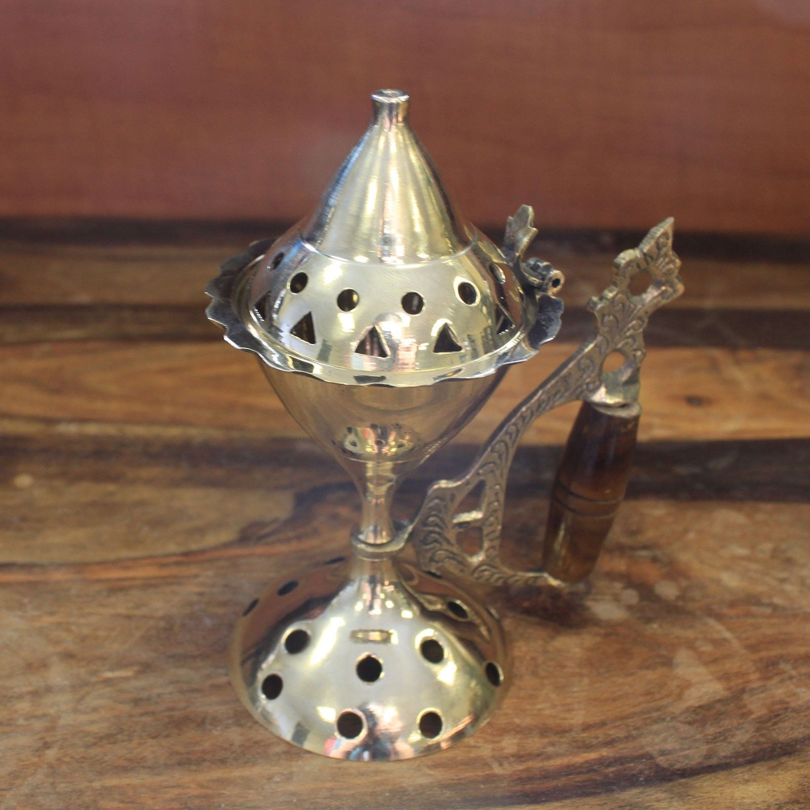 Elegant Large Cone Burner with Handle for Incense and Charcoal